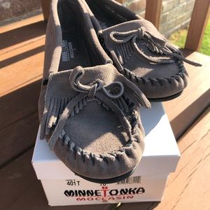 Moccasins. Steel gray! New in box.